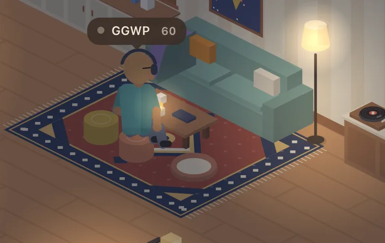 An idle session shown as a person in headphones on the couch, next to a floor lamp and a record player